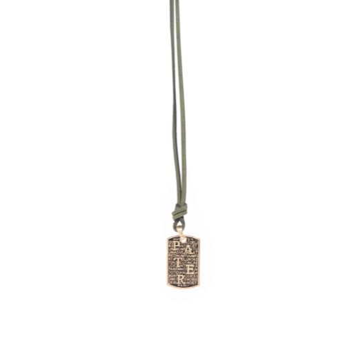 Collana PATER in argento 925° placcato oro con cordone verde (AGI328-C VE)